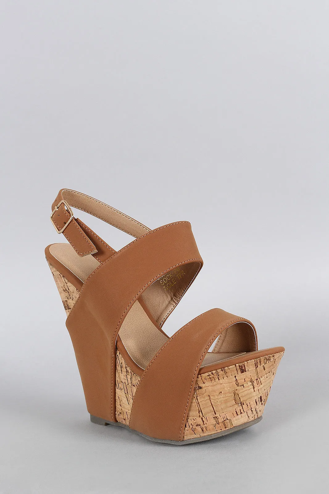 Nubuck Slingback Cork Platform Wedge