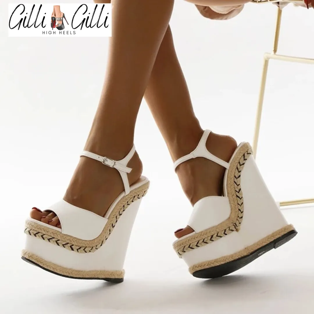 Open Toe Ankle Buckle Strap Platform