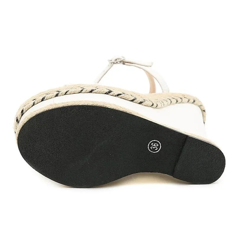 Open Toe Ankle Buckle Strap Platform