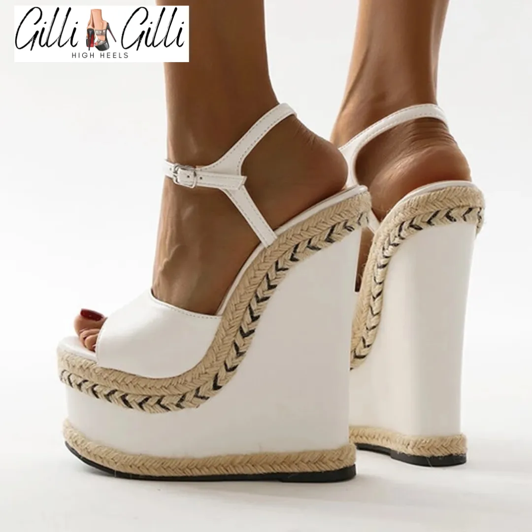 Open Toe Ankle Buckle Strap Platform
