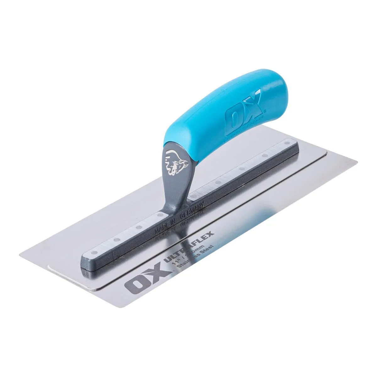 OX Pro Ultra Flex Finishing Trowel - Stainless Steel Concrete Finishing Hand Tool - Plaster Finishing Trowel with Soft Grip Handle - 11 inch