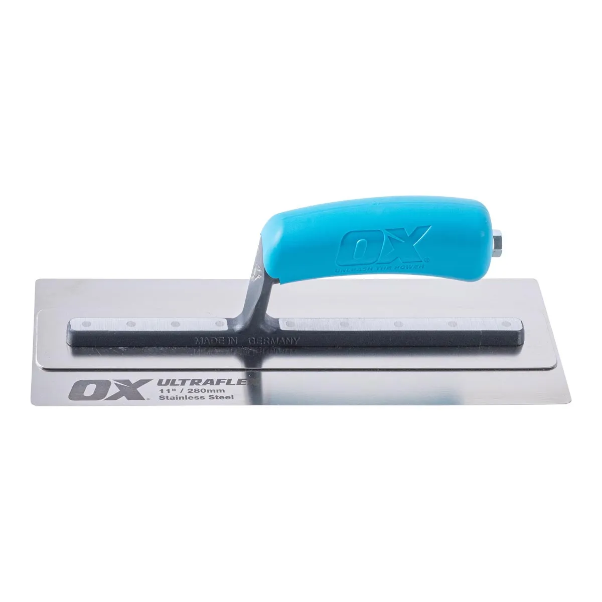 OX Pro Ultra Flex Finishing Trowel - Stainless Steel Concrete Finishing Hand Tool - Plaster Finishing Trowel with Soft Grip Handle - 11 inch
