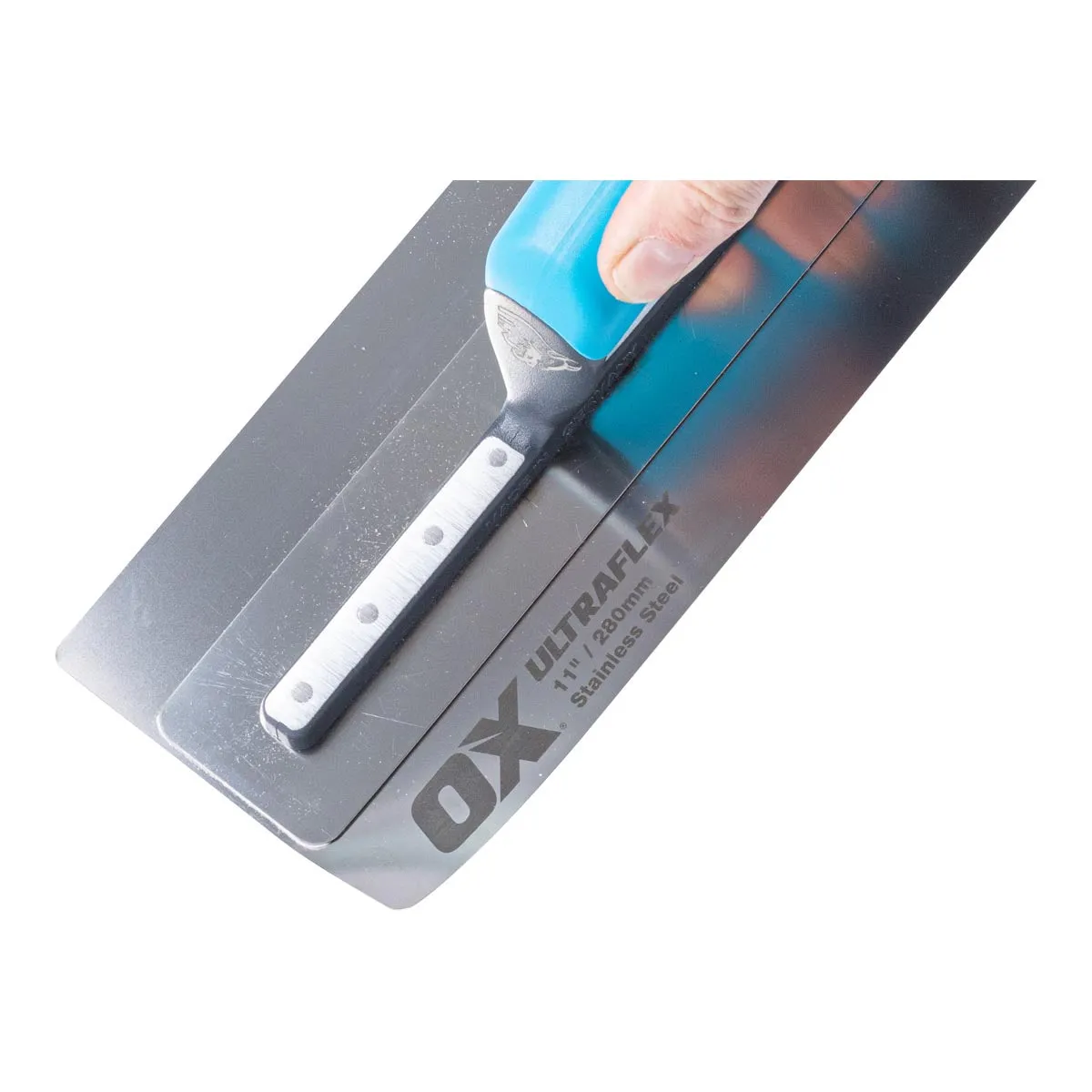 OX Pro Ultra Flex Finishing Trowel - Stainless Steel Concrete Finishing Hand Tool - Plaster Finishing Trowel with Soft Grip Handle - 11 inch