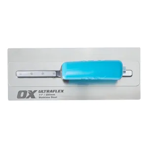 OX Pro Ultra Flex Finishing Trowel - Stainless Steel Concrete Finishing Hand Tool - Plaster Finishing Trowel with Soft Grip Handle - 11 inch