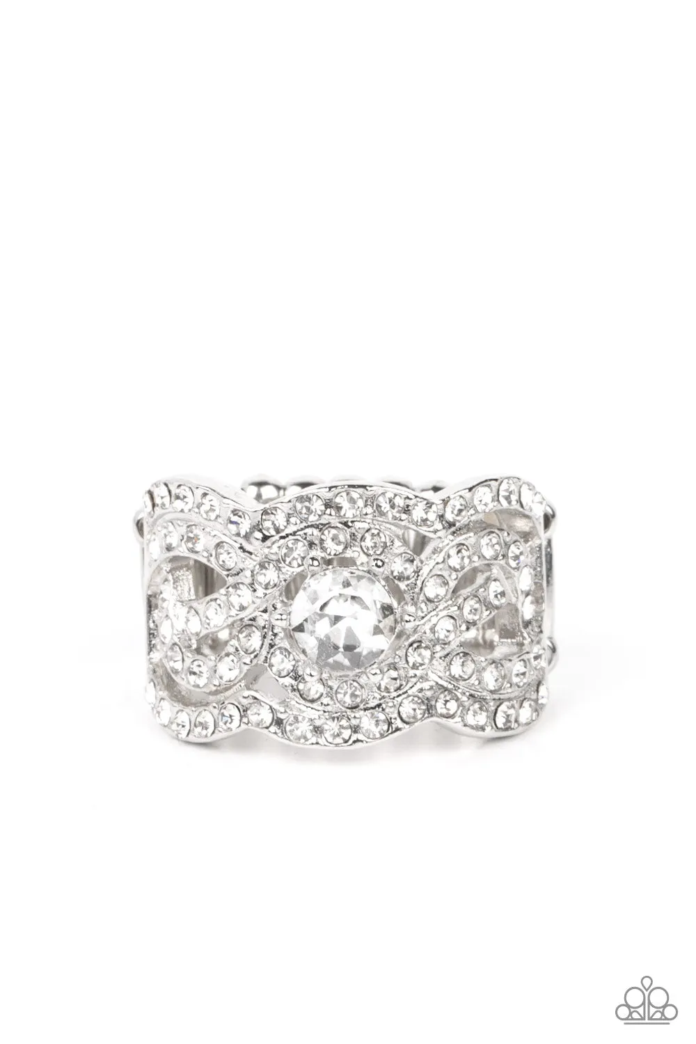 Paparazzi Doting on Dazzle - White Ring