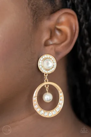Paparazzi Regal Revel Earrings Clip On Gold (Clip Ons)