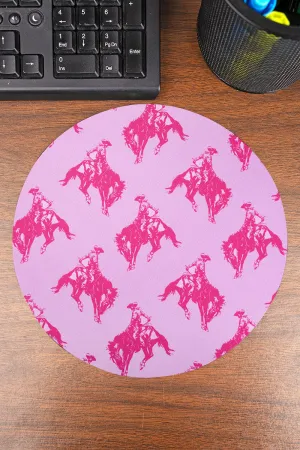 Prairie Rose Bronco Round Mousepad