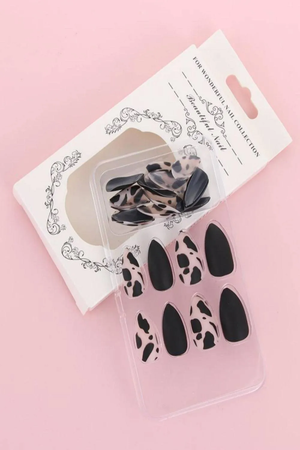 Press On Nails Matte Glossy Neon String Art Coffin Nail Kit