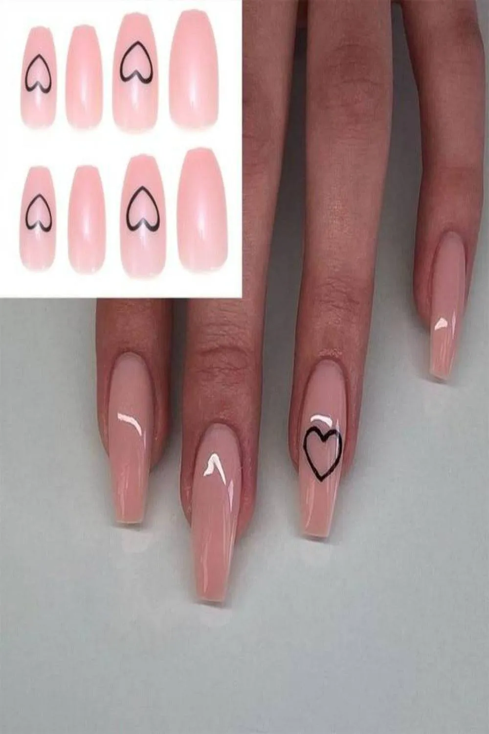 Press On Nails Matte Glossy Neon String Art Coffin Nail Kit