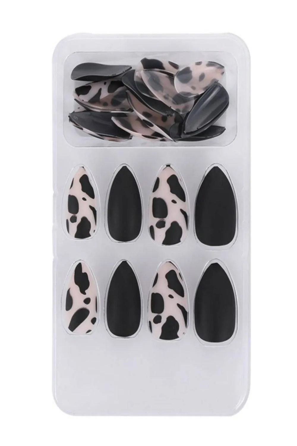 Press On Nails Matte Glossy Neon String Art Coffin Nail Kit
