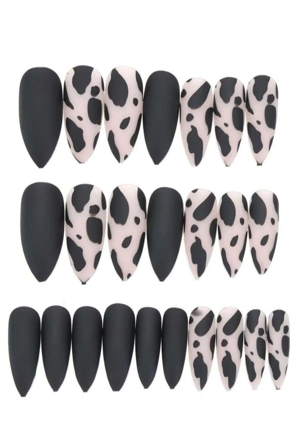Press On Nails Matte Glossy Neon String Art Coffin Nail Kit