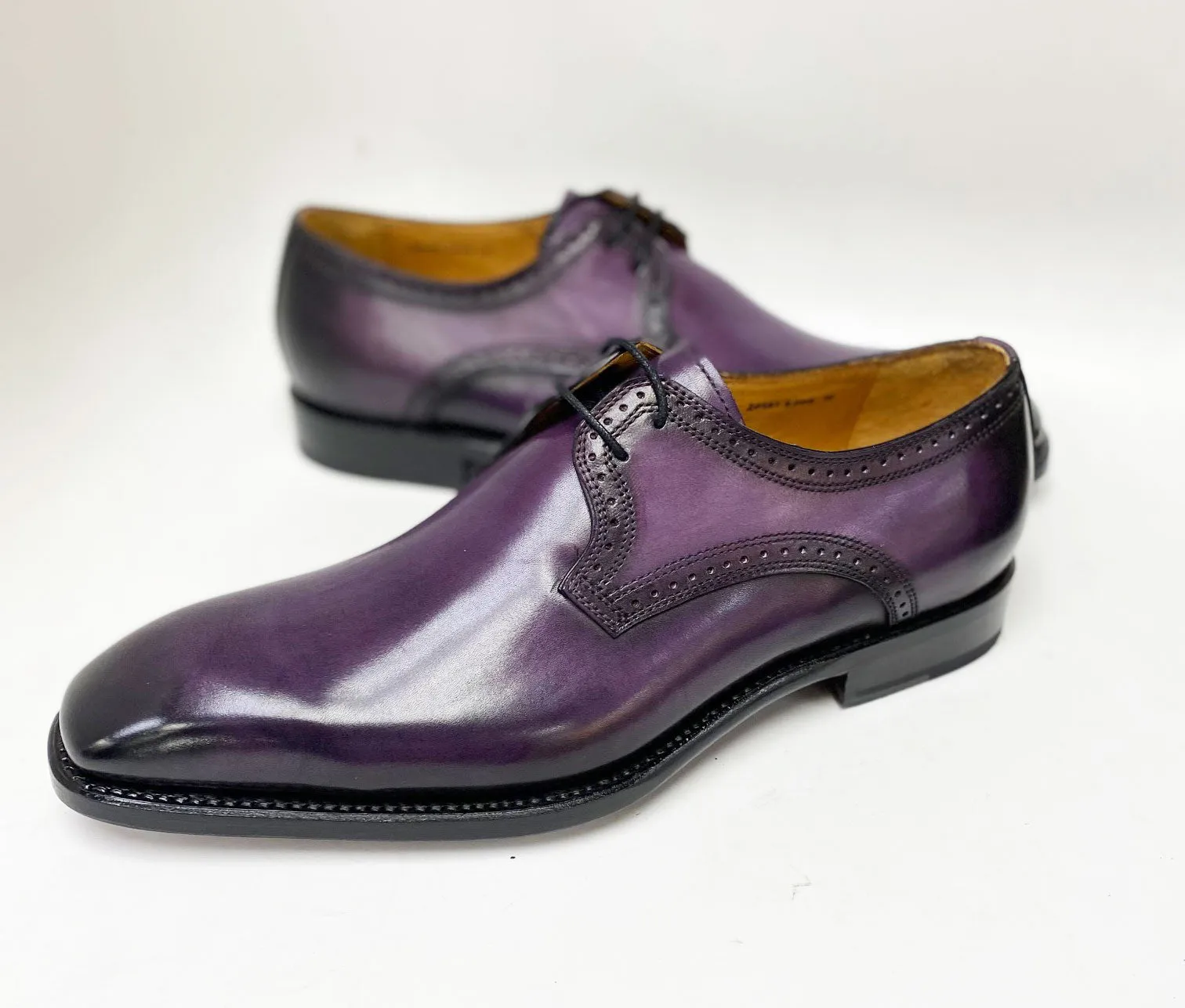 "Scott" Burnished Calfskin Lace-Up Blucher Oxford Purple