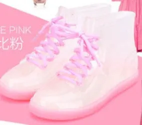 Rain boots, women with short boots, the transparent waterproof boots, ms antiskid rubber boots