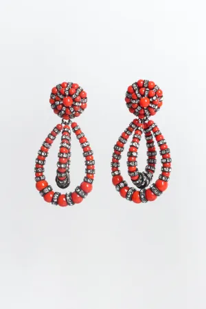 Rhinestone Bead Double Hoop Earrings