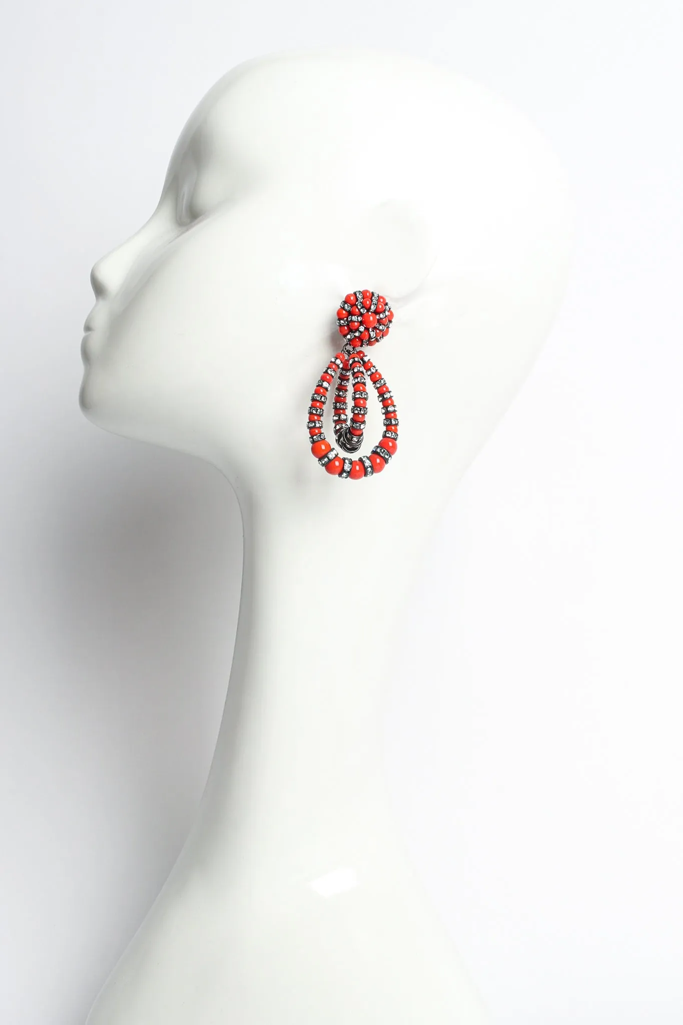 Rhinestone Bead Double Hoop Earrings