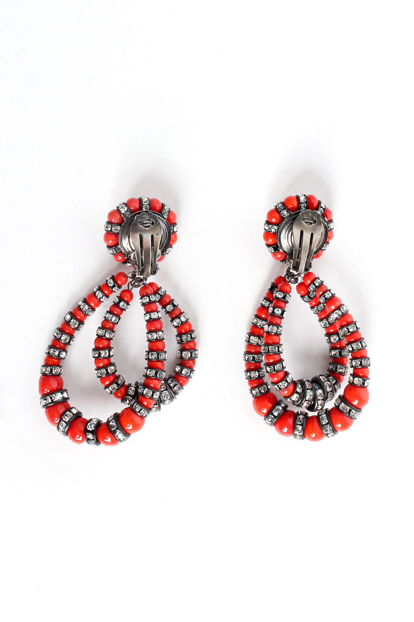 Rhinestone Bead Double Hoop Earrings