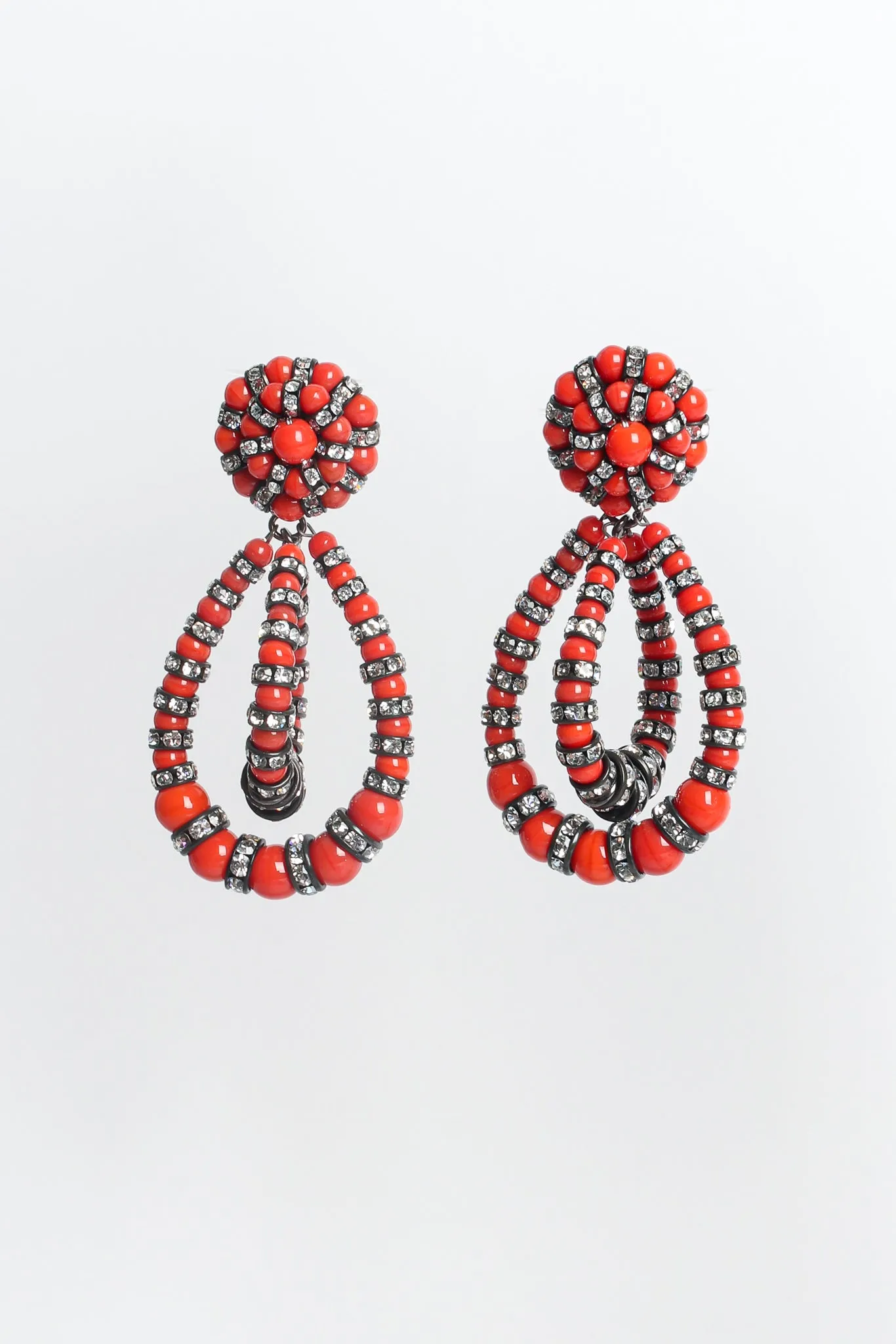Rhinestone Bead Double Hoop Earrings