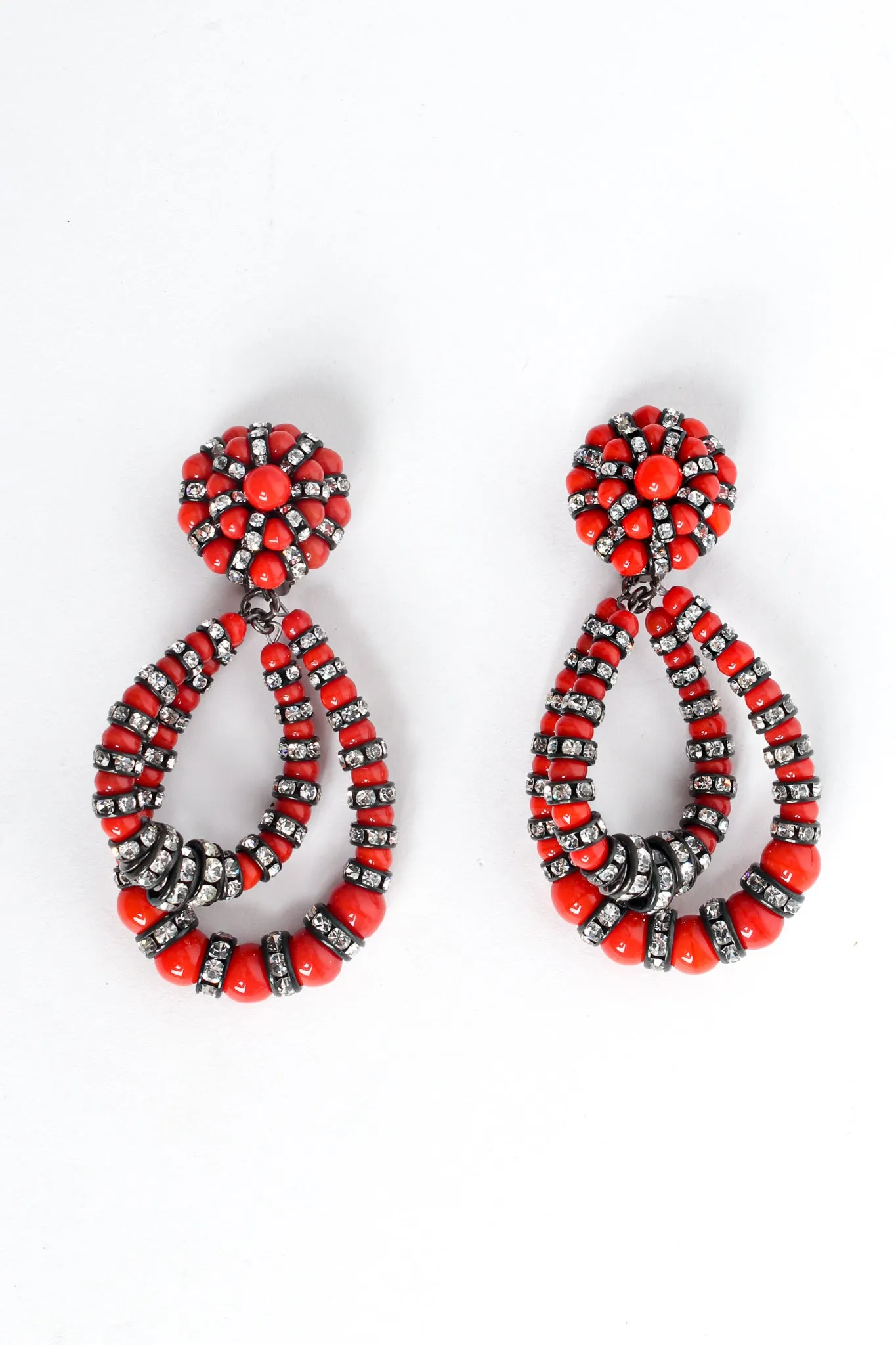 Rhinestone Bead Double Hoop Earrings