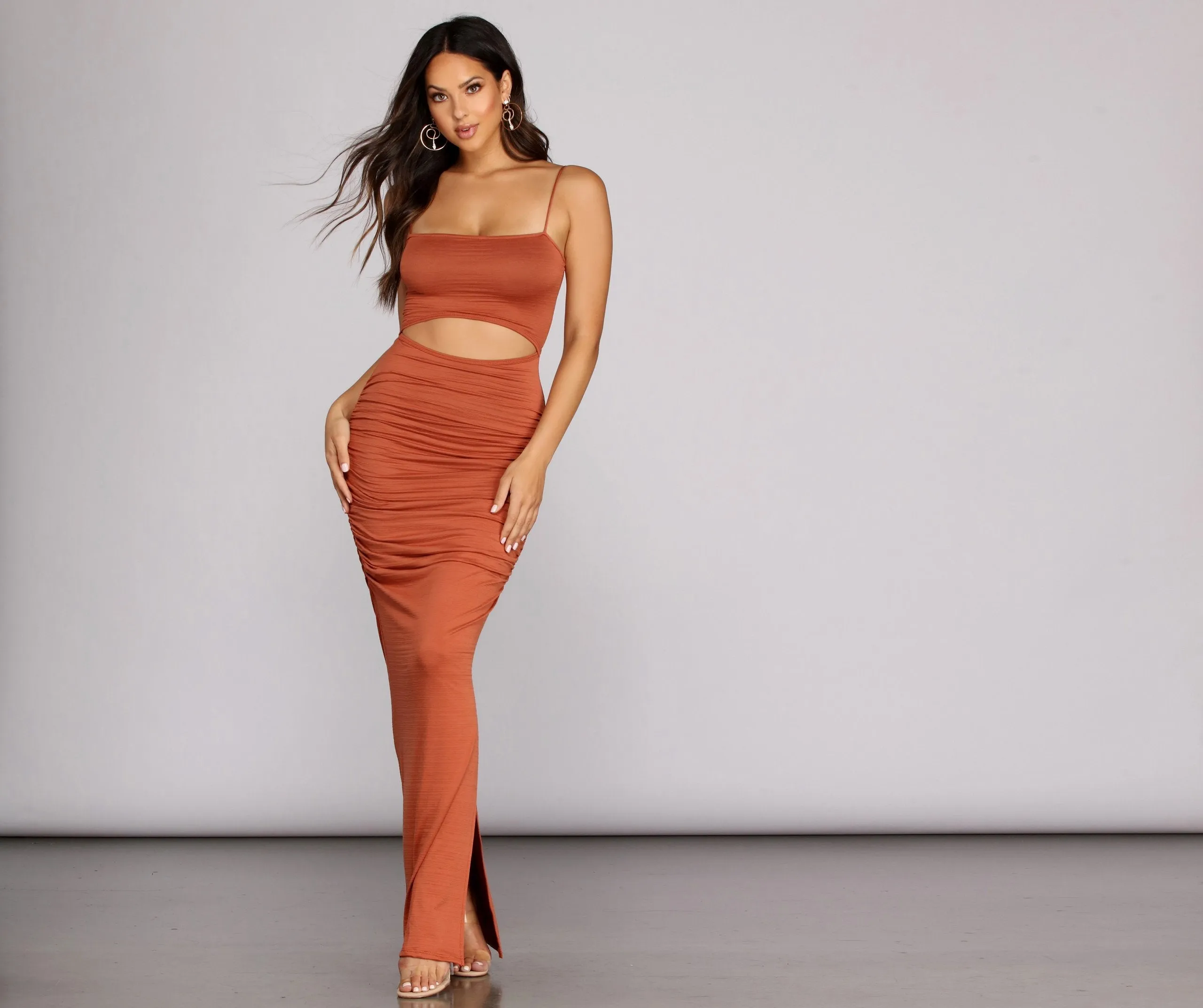 Ruched To The Charming Maxi Knit Dress