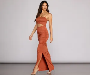 Ruched To The Charming Maxi Knit Dress