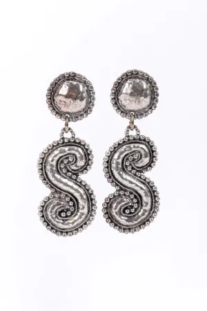 S Scroll Drop Earrings