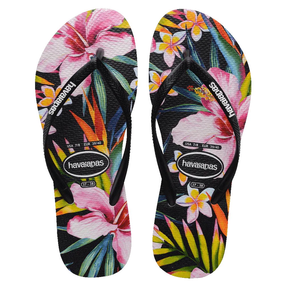 Slim Floral Palm Thongs