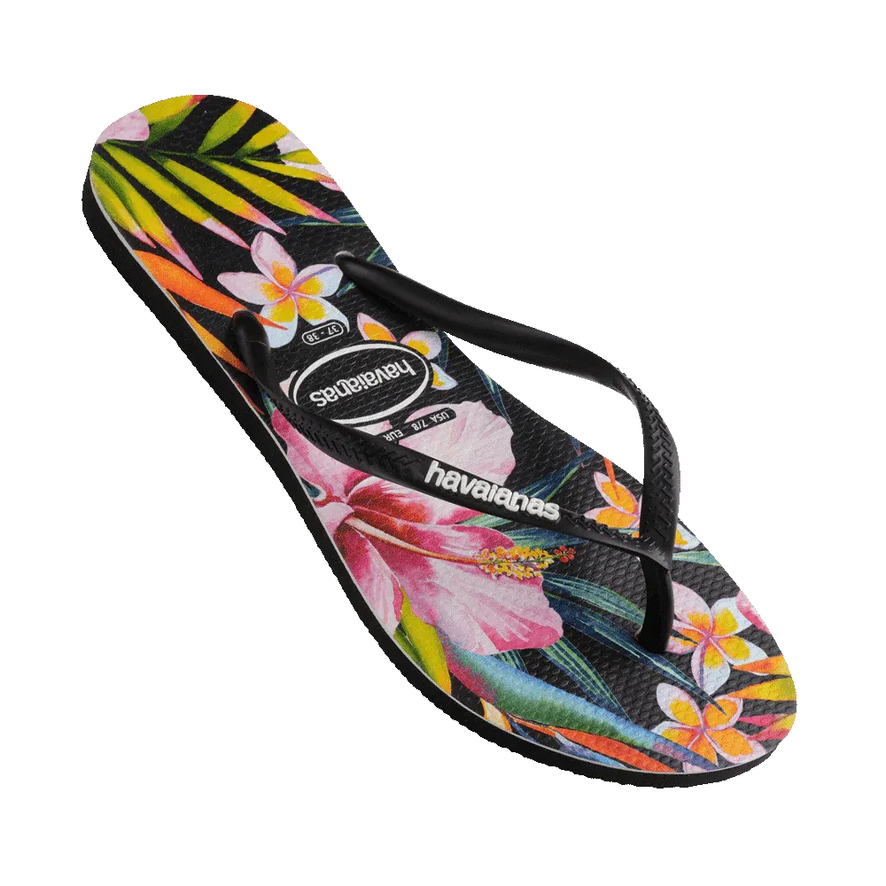 Slim Floral Palm Thongs