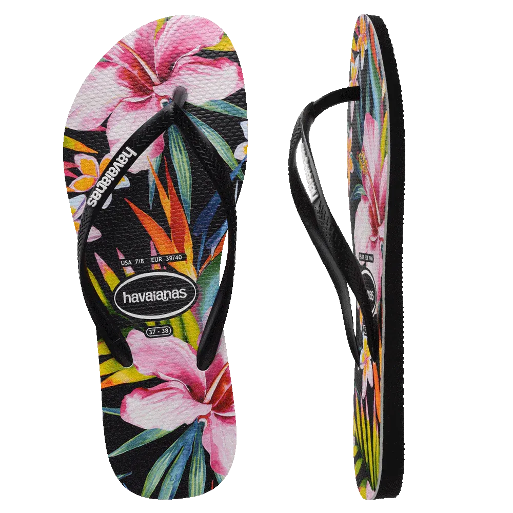 Slim Floral Palm Thongs