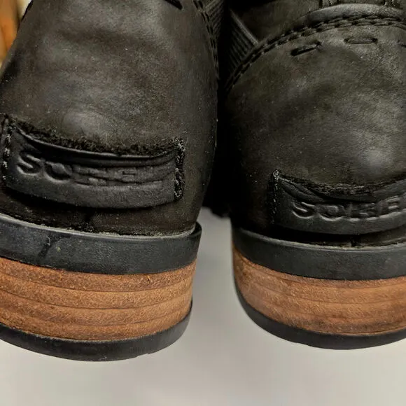 Sorel Emelie Black Waterproof Leather Pull-On Chelsea Ankle Boot, Size 8