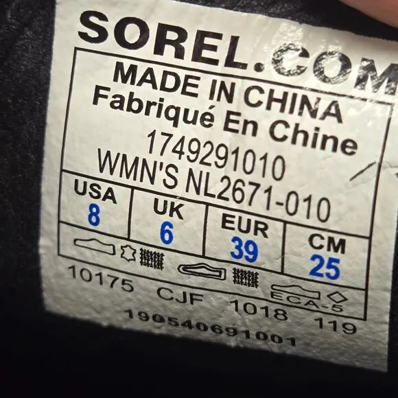 Sorel Emelie Black Waterproof Leather Pull-On Chelsea Ankle Boot, Size 8
