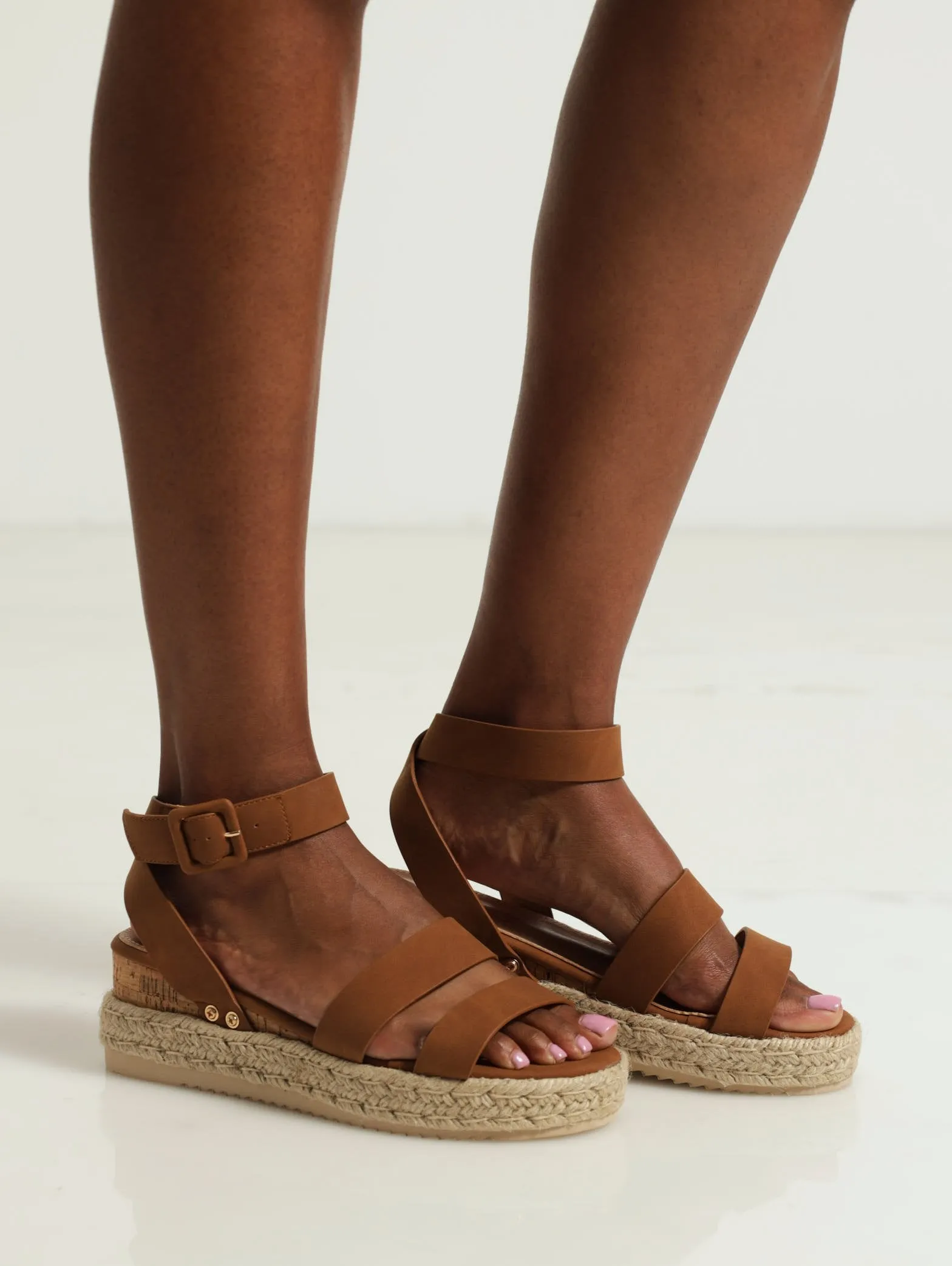 Steffi Espadrille Wedge With Ankle Strap - Tan