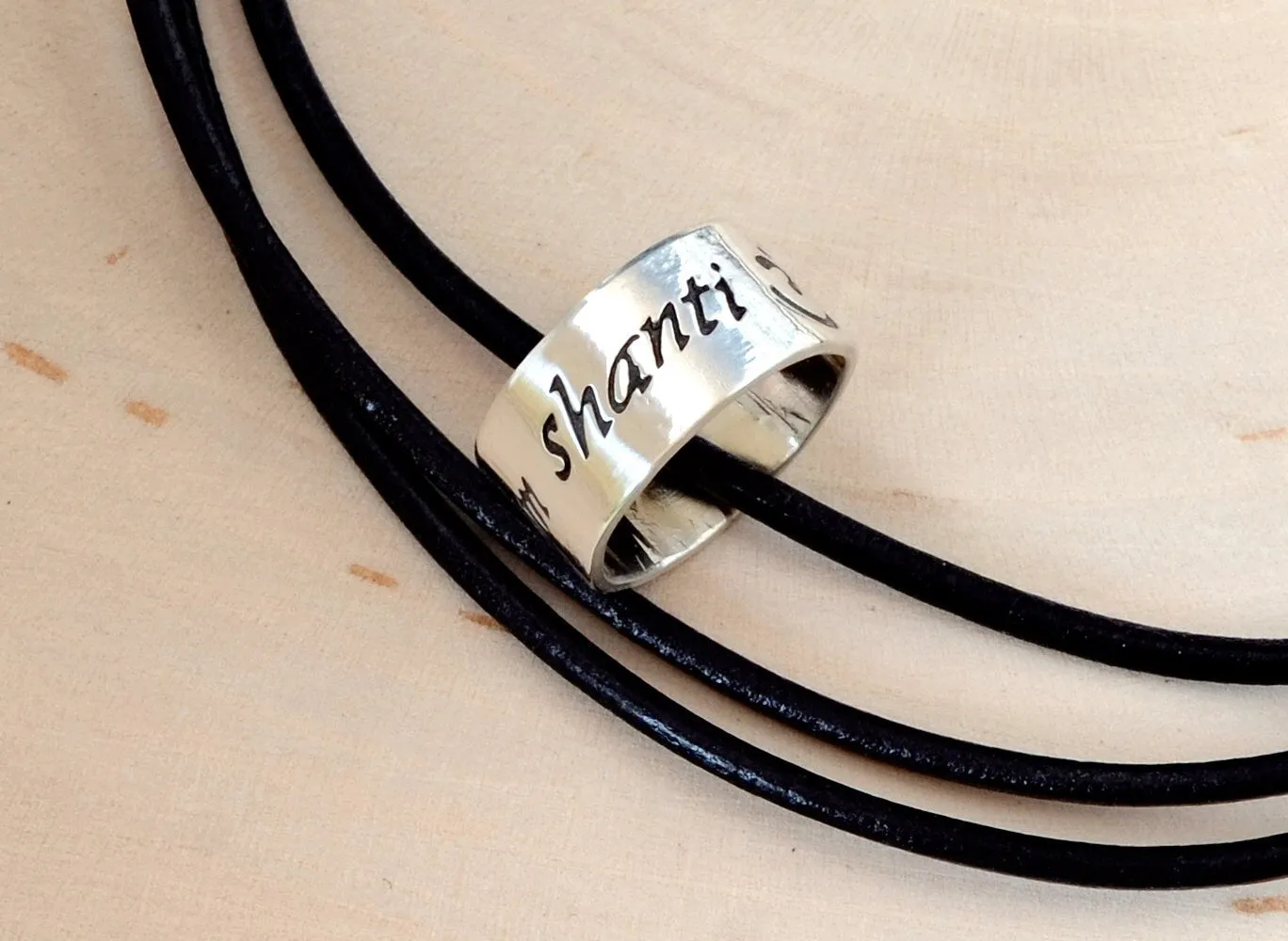 Sterling Silver Om Shanti Ring Necklace