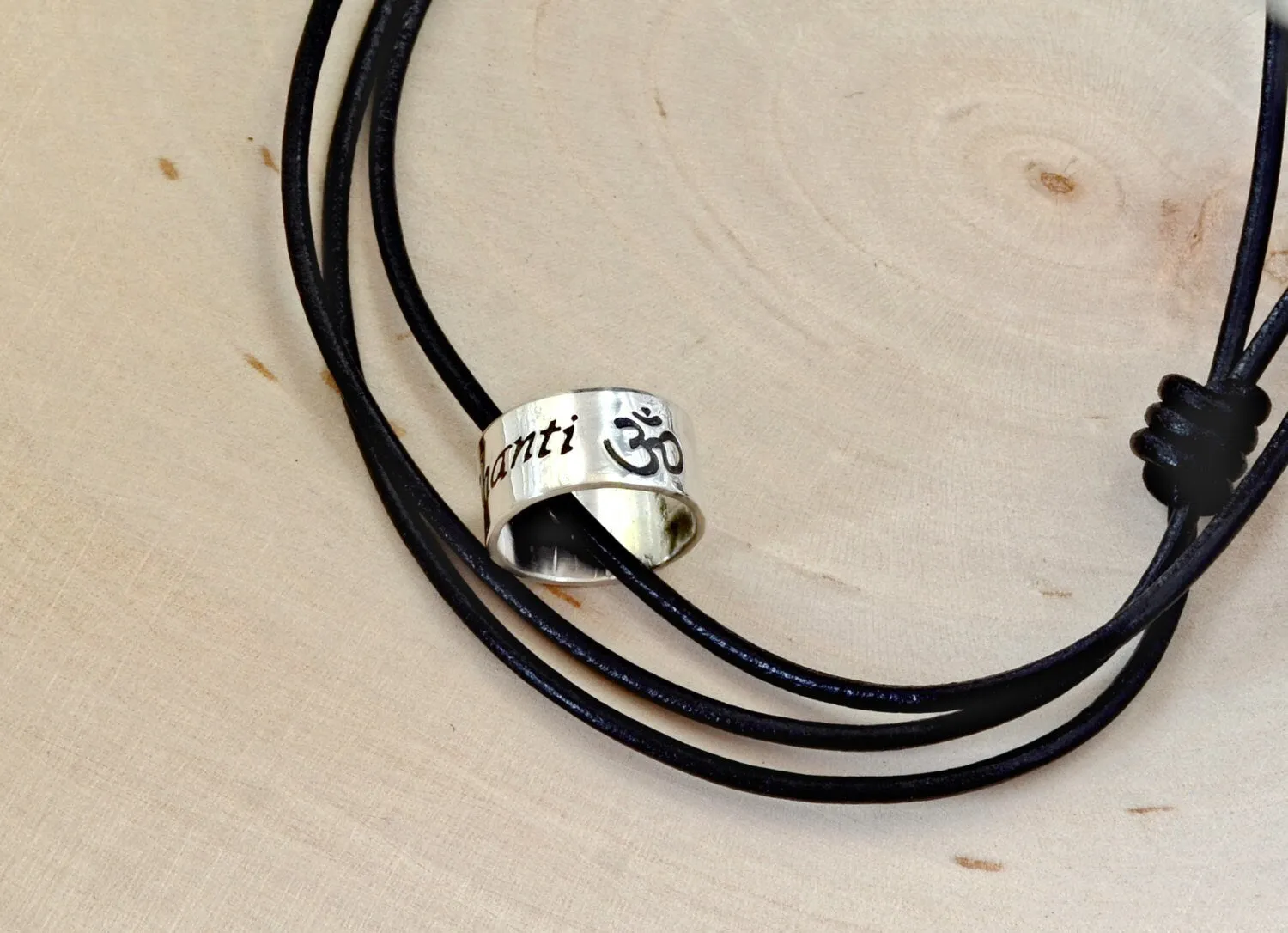 Sterling Silver Om Shanti Ring Necklace