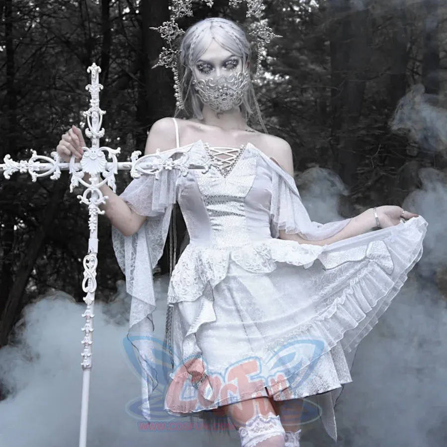 Summer Gothic Dragon Scale Lace-up Flying Sleeve Dress