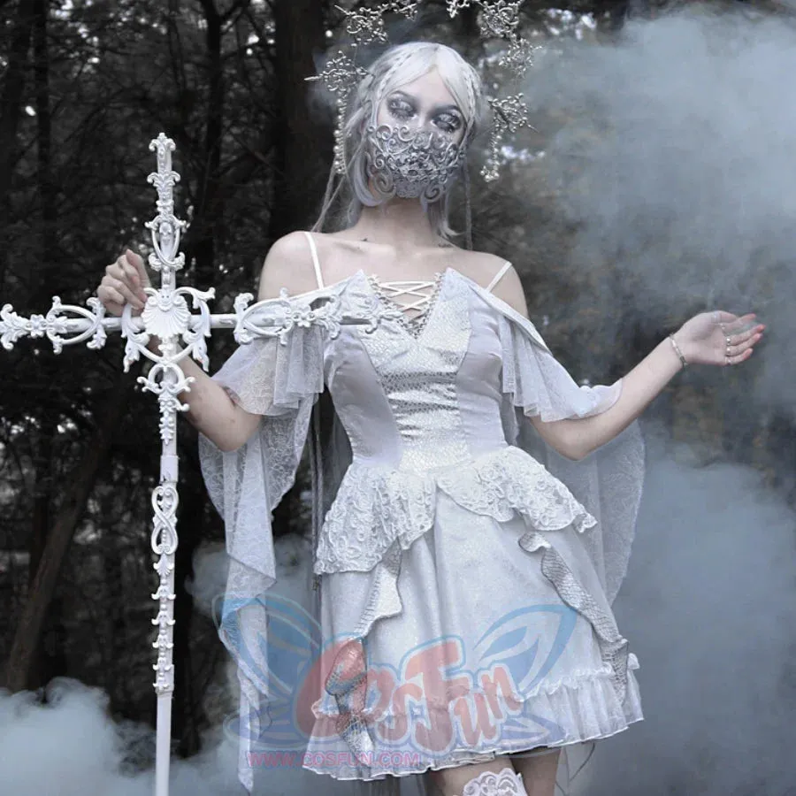 Summer Gothic Dragon Scale Lace-up Flying Sleeve Dress