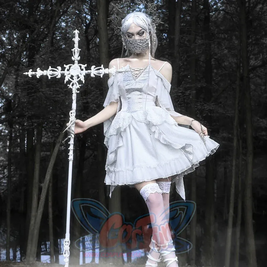 Summer Gothic Dragon Scale Lace-up Flying Sleeve Dress