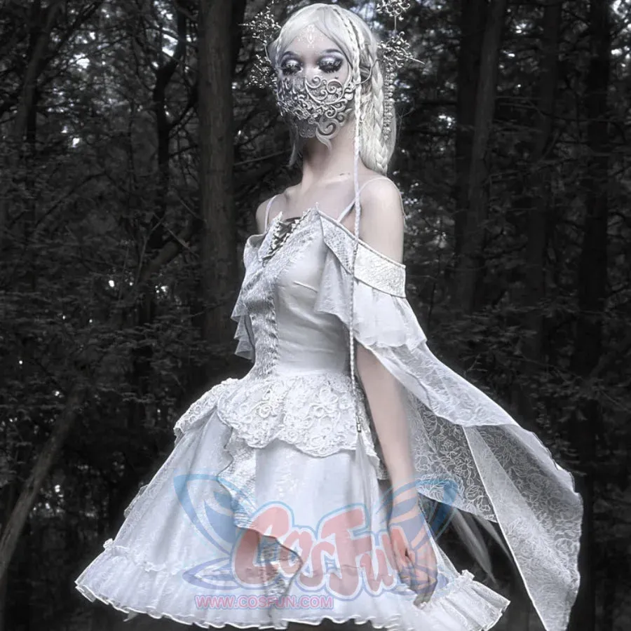 Summer Gothic Dragon Scale Lace-up Flying Sleeve Dress