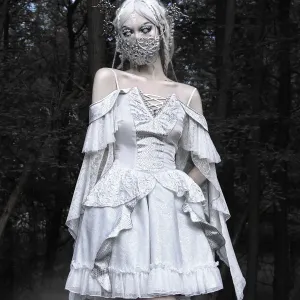 Summer Gothic Dragon Scale Lace-up Flying Sleeve Dress