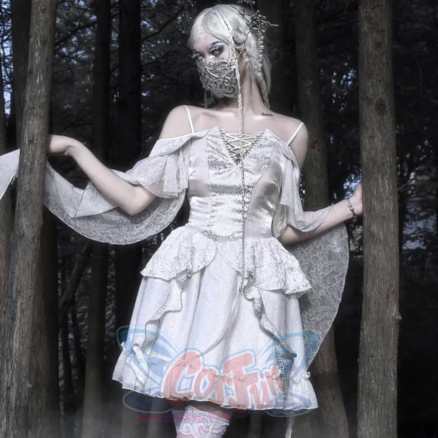Summer Gothic Dragon Scale Lace-up Flying Sleeve Dress