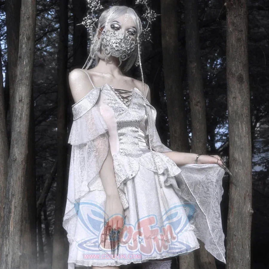 Summer Gothic Dragon Scale Lace-up Flying Sleeve Dress