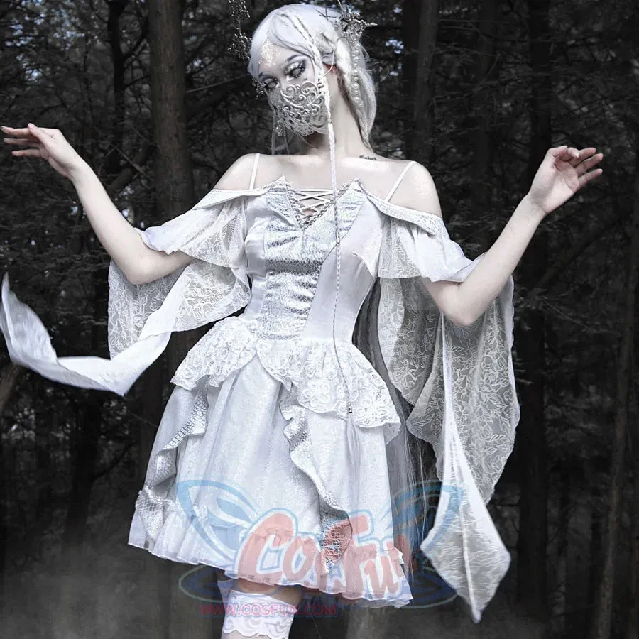 Summer Gothic Dragon Scale Lace-up Flying Sleeve Dress