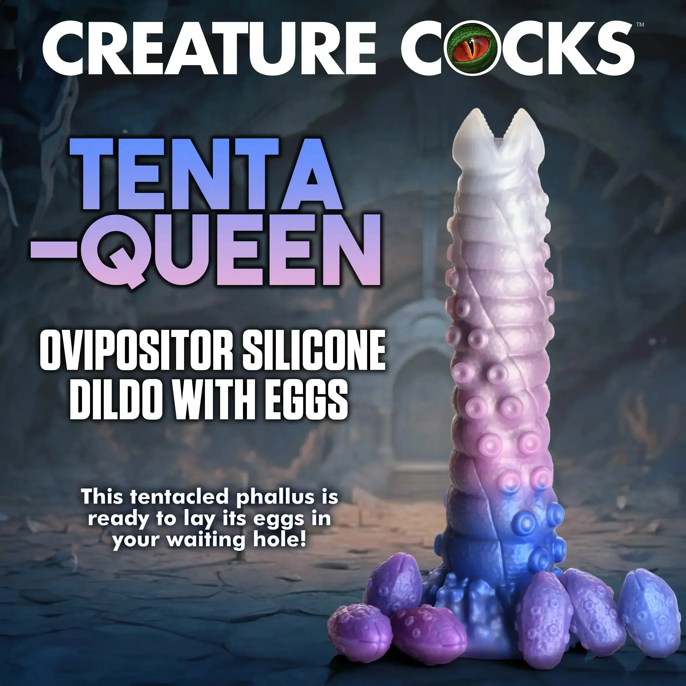 Tenta-Queen Ovipositor Silicone Fantasy Role Play Dildo With Eggs