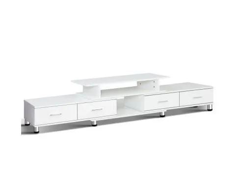 TV Cabinet Entertainment Unit Stand Wooden 160CM To 220CM Lowline Storage Drawers White