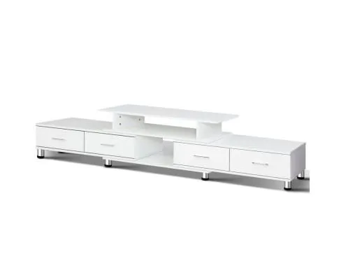 TV Cabinet Entertainment Unit Stand Wooden 160CM To 220CM Lowline Storage Drawers White