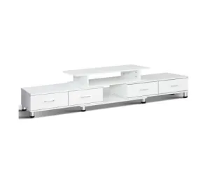 TV Cabinet Entertainment Unit Stand Wooden 160CM To 220CM Lowline Storage Drawers White