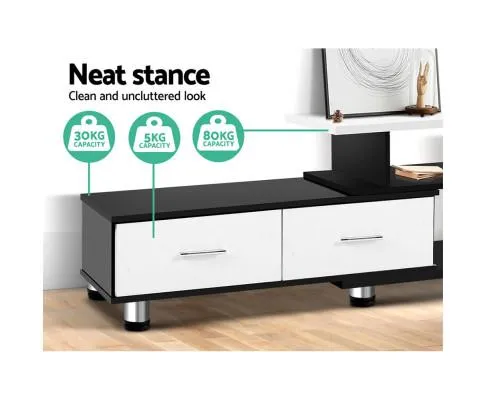 TV Cabinet Entertainment Unit Stand Wooden 160CM To 220CM Storage Drawers Black White
