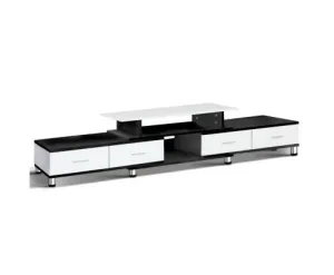 TV Cabinet Entertainment Unit Stand Wooden 160CM To 220CM Storage Drawers Black White