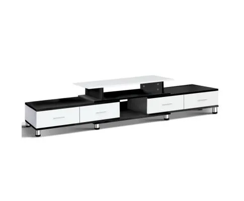 TV Cabinet Entertainment Unit Stand Wooden 160CM To 220CM Storage Drawers Black White