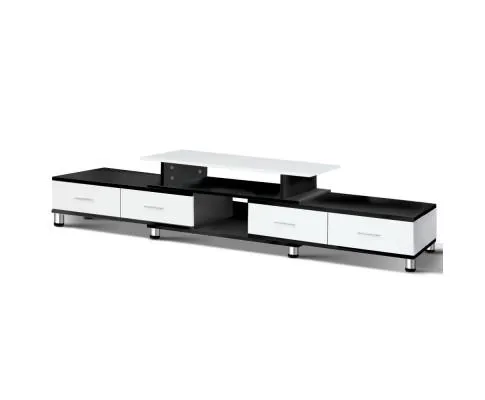 TV Cabinet Entertainment Unit Stand Wooden 160CM To 220CM Storage Drawers Black White