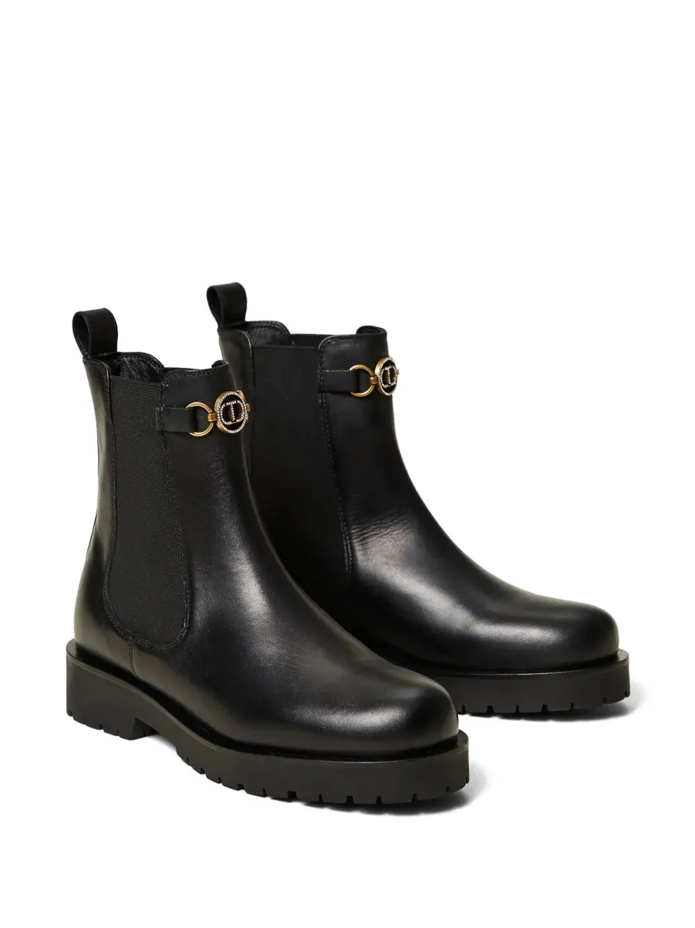 TWINSET Oval T leather Chelsea boots